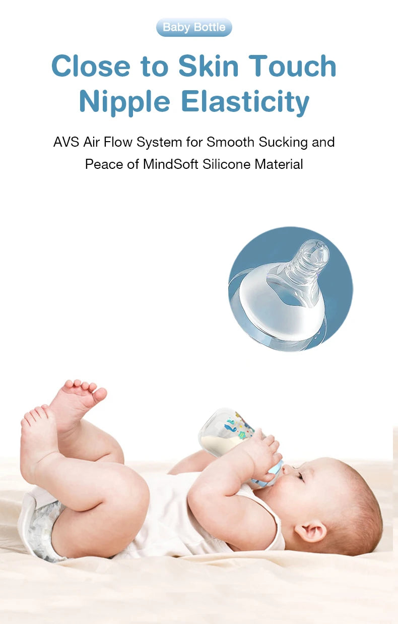 MAMIJOY 2PCS 150/240ML Baby Bottle Milk Bottle Anti-drop Heat-resistant Newborn Bottle Newborn Feeding Supplies BPAFREE BB01/02