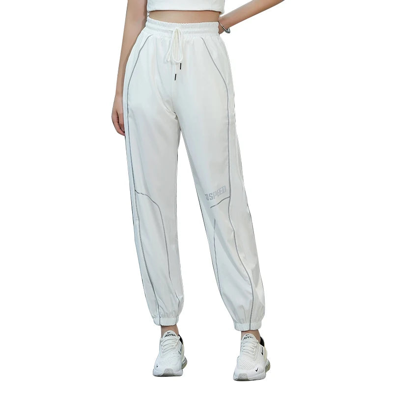 DRUR Womens Running Pants Loose Lightweight High Waist Summer Sports Trousers Gym Workout Joggers Yoga Sweatpants Fitness Wear