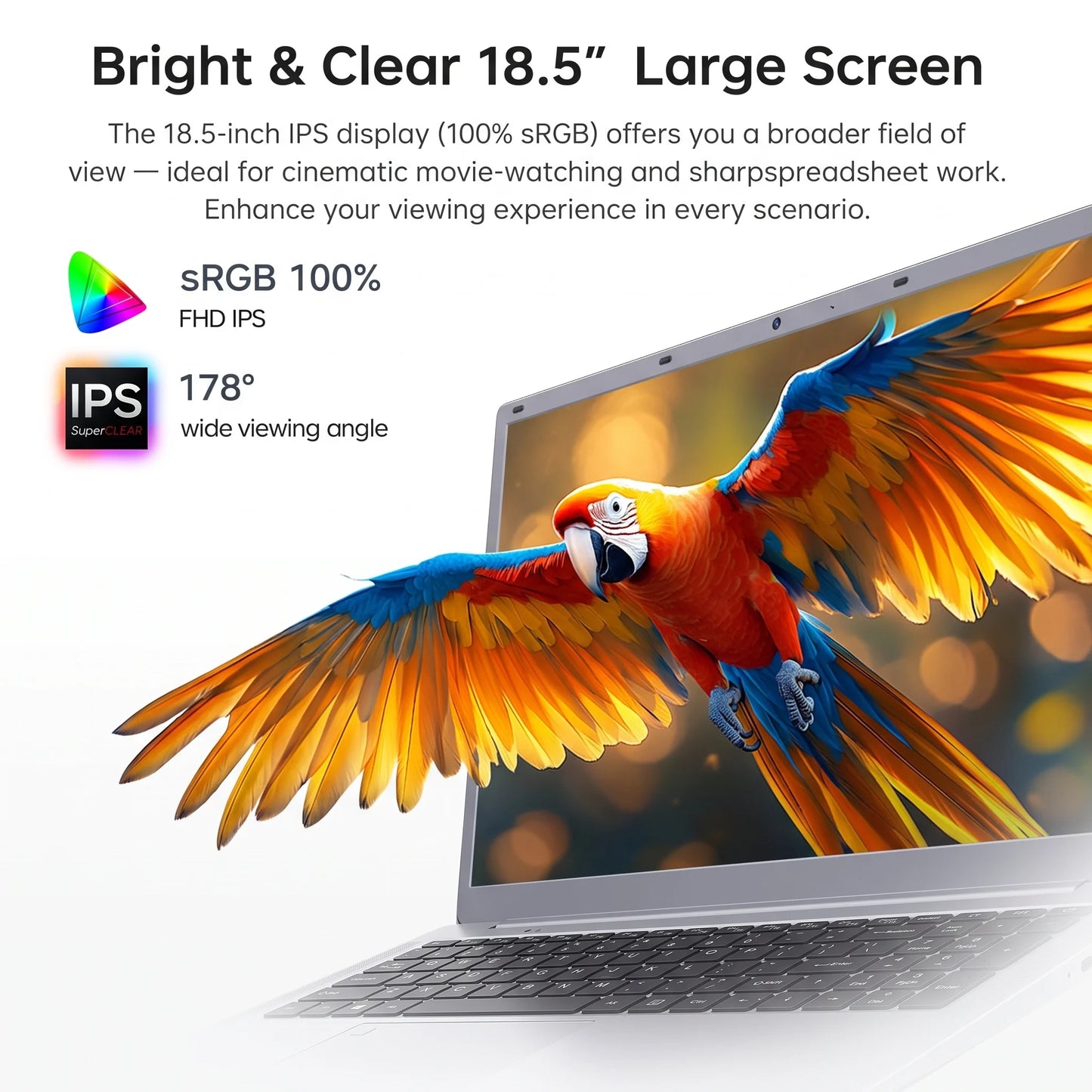 18.5' Laptop Intel Core I5 16GB 2TB 10000mAh Backlit Keyboard Fingerprint Unlock Windows 11 Gamer Office Notebook 1920x1080 PC