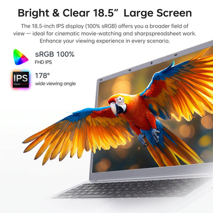 18.5' Laptop Intel Core I5 16GB 2TB 10000mAh Backlit Keyboard Fingerprint Unlock Windows 11 Gamer Office Notebook 1920x1080 PC