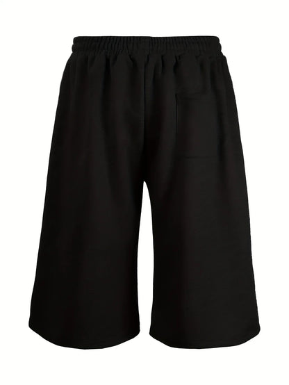 Men's Loose Street Style 7/8 Length Shorts Summer Casual Sports Elastic Waistband Pleated Hem Strong Draped Look