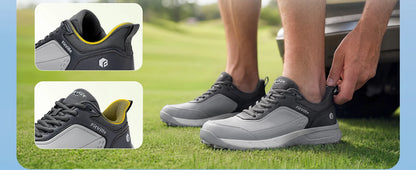 FitVille Men'S Wide Waterproof Spikeless Golf Shoes, High Traction Anti-Slip Sole, Shock Absorption Cushioning Arch Support Professional Golf Trainers, Roomy Toe Box For Wide & Fat Feet