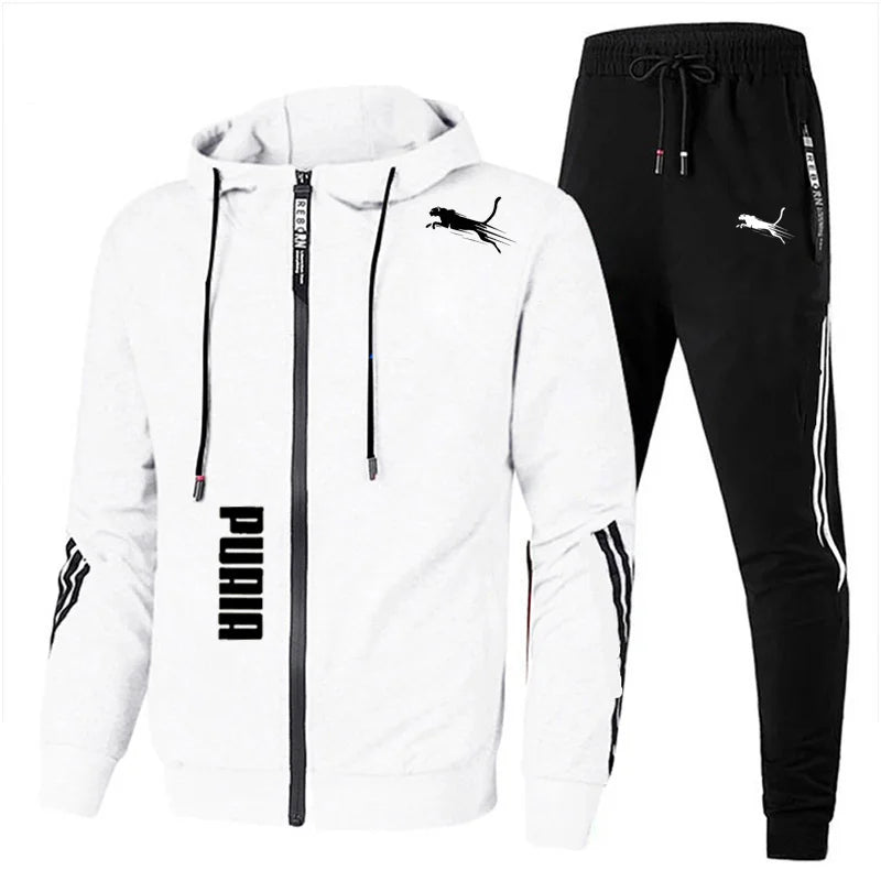 Men's Spring Autumn Tracksuit Set Long Sleeve Hoodie And Joggers 2-Piece Fitness Running Sportswear Casual Clothing