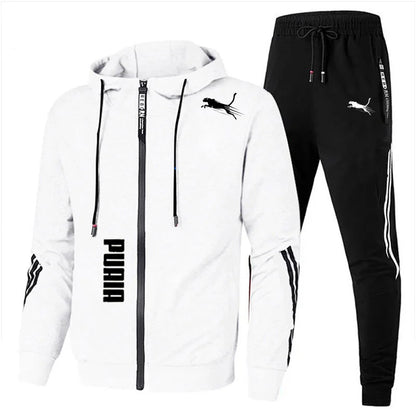 Men's Spring Autumn Tracksuit Set Long Sleeve Hoodie And Joggers 2-Piece Fitness Running Sportswear Casual Clothing