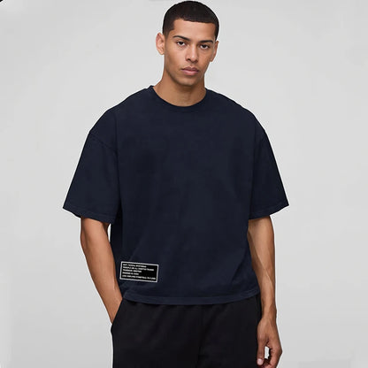 Oversized Boxy Fit Dropped Shoulders Running T-shirts Mens Cotton Heavyweight Half Sleeve Sports T Shirts Casual Gym Clothing
