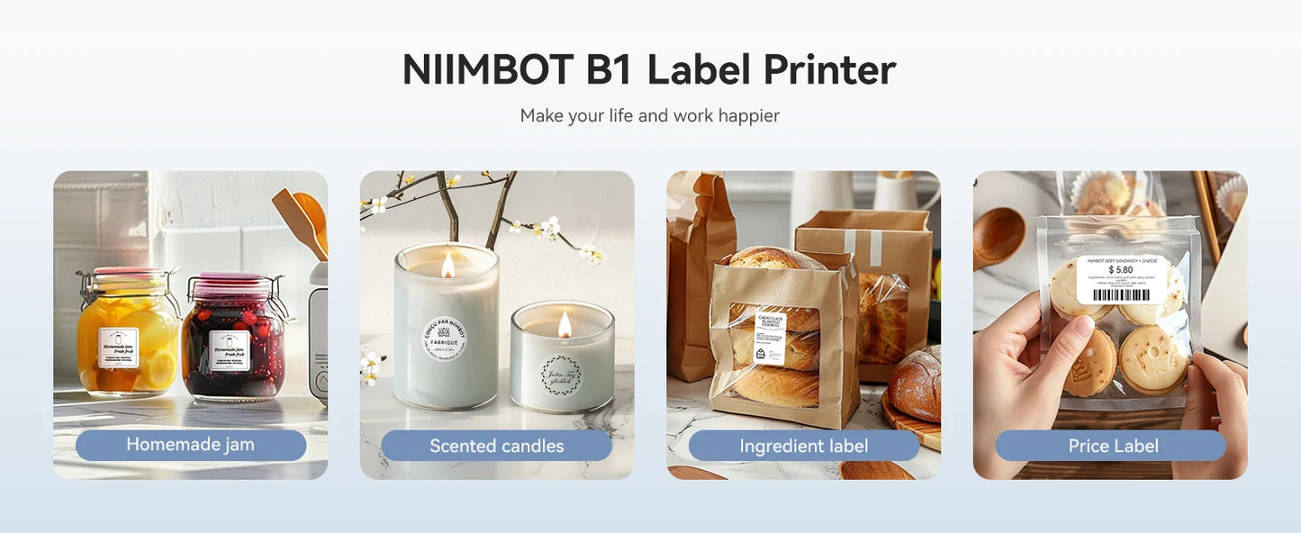 Niimbot B1 Mini Bluetooth Thermal Label Printer Portable Self-Adhesive Sticker Maker, Pocket Thermal Label Machine, Compatible With Mobile Phone & PC, Ideal For Home Office School Small Business Organization