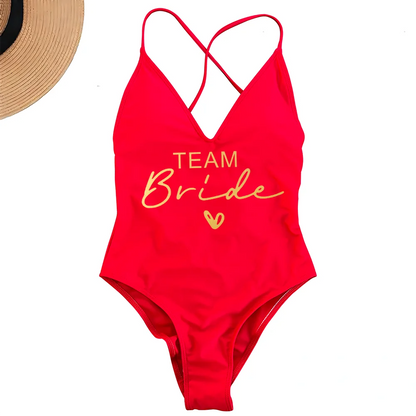 Sexy Padded One Piece Swimsuit Women Team Bride Swimwear Bikini Summer Bathing Suit Plus Size Beachwear Bachelorette Party Lady