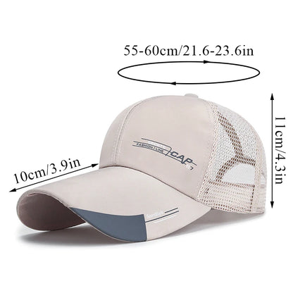 Mens Hat For Fish Outdoor Sports Cap Fashion Line Baseball Cap Mesh Breathable Snapback Hat Long Visor Brim Cap Bone Casquette