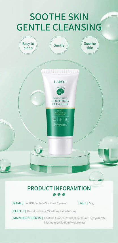 LAIKOU Centella Soothing Facial Cleanser Amino Acid BlackHead Remove Oil-Control Moisturizing Soften Face Skin Care Products