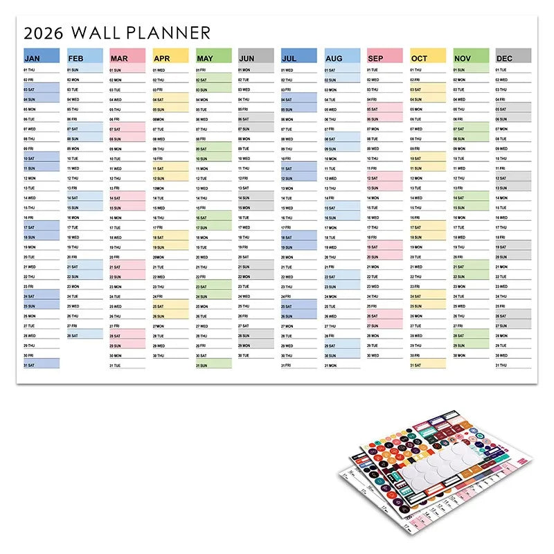 2026 New Yearly Daily Calendar Wall Schedule Planner Sheet Paper 365 Day Plan Annual Hanging Planning Weekly Agenda Pad Month 12
