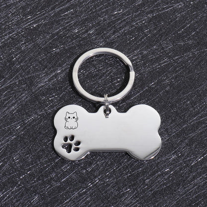 Custom Text Dog Tags Personalized Name Dog Cat ID Tag Bone Shaped Pendant Laser Engraving Address Number Customized Pets ID Tag