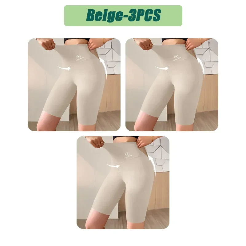 High Waist Womens Sports Shorts - Seamless Fitness Biker Shorts with Scrunch Butt Design