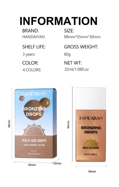 Matte Bronzer Liquid Makeup Waterproof Tanning Cream Body Oil Control Moisturizer Pearlescent Shine For Silky Skin Finish