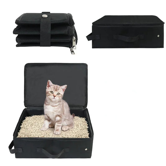 Portable Foldable Cat Litter Box - Waterproof Travel Pet Toilet Tray - ZOOMNSTORE