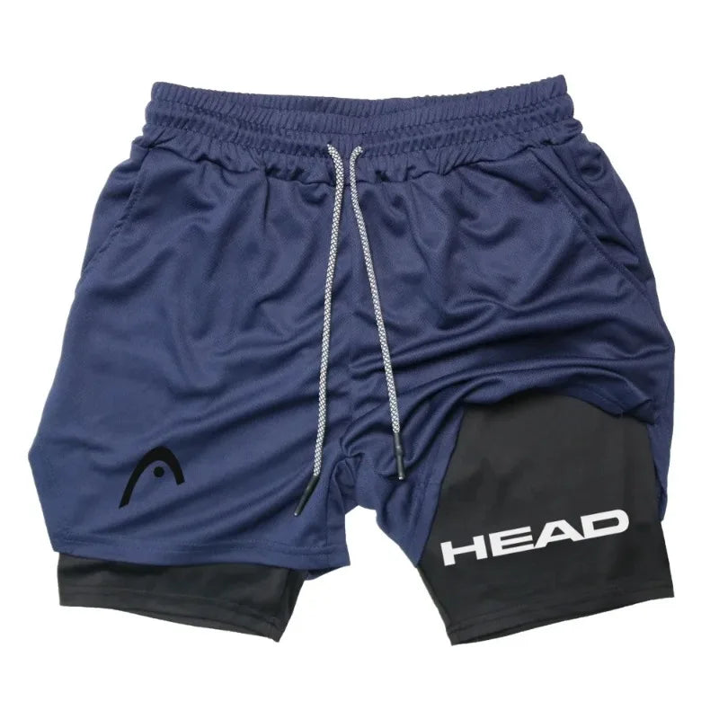Head Running Shorts Men Fitness Gym Training 2-in-1 Fashion Versatile Sports Quick Dry Workout Jogging Double Deck Summer Short