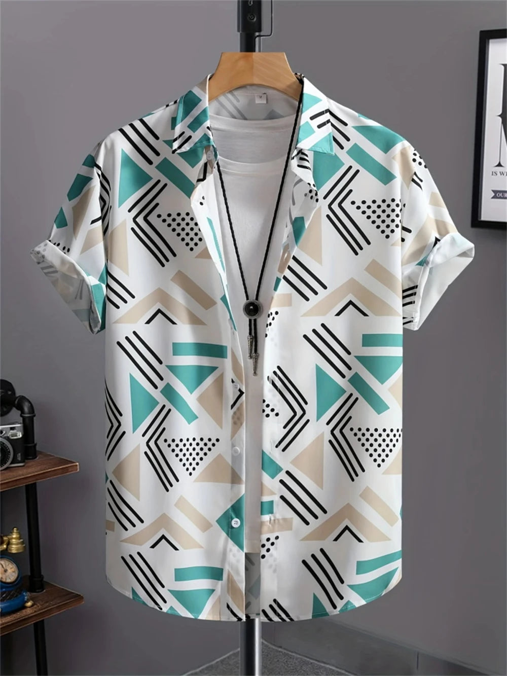 Simple Men's Shirt 3D Printed Retro Fashion Topshort Sleeve Beach Sweatshirt Street Hawaii Short Sleeved Shirt Men's Clothing