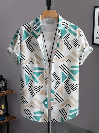 Simple Men's Shirt 3D Printed Retro Fashion Topshort Sleeve Beach Sweatshirt Street Hawaii Short Sleeved Shirt Men's Clothing
