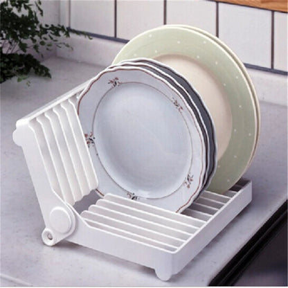 Foldable Dish Drying Rack – Compact Plastic Plate Drainer & Kitchen Organizer