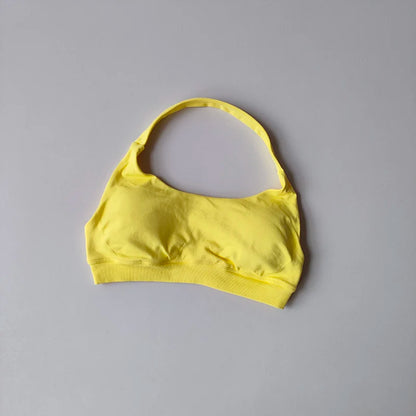 Padded Sports Bra - Shockproof Seamless Workout Bra With Halter Straps, Medium Support