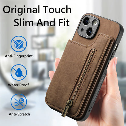 Zipper Card Solt Wallet Leather Case For iPhone 16 Pro Max 17 Air 15 14 Plus 13 12 11 Se2022 Pocket Magnetic Double Buckle Cover