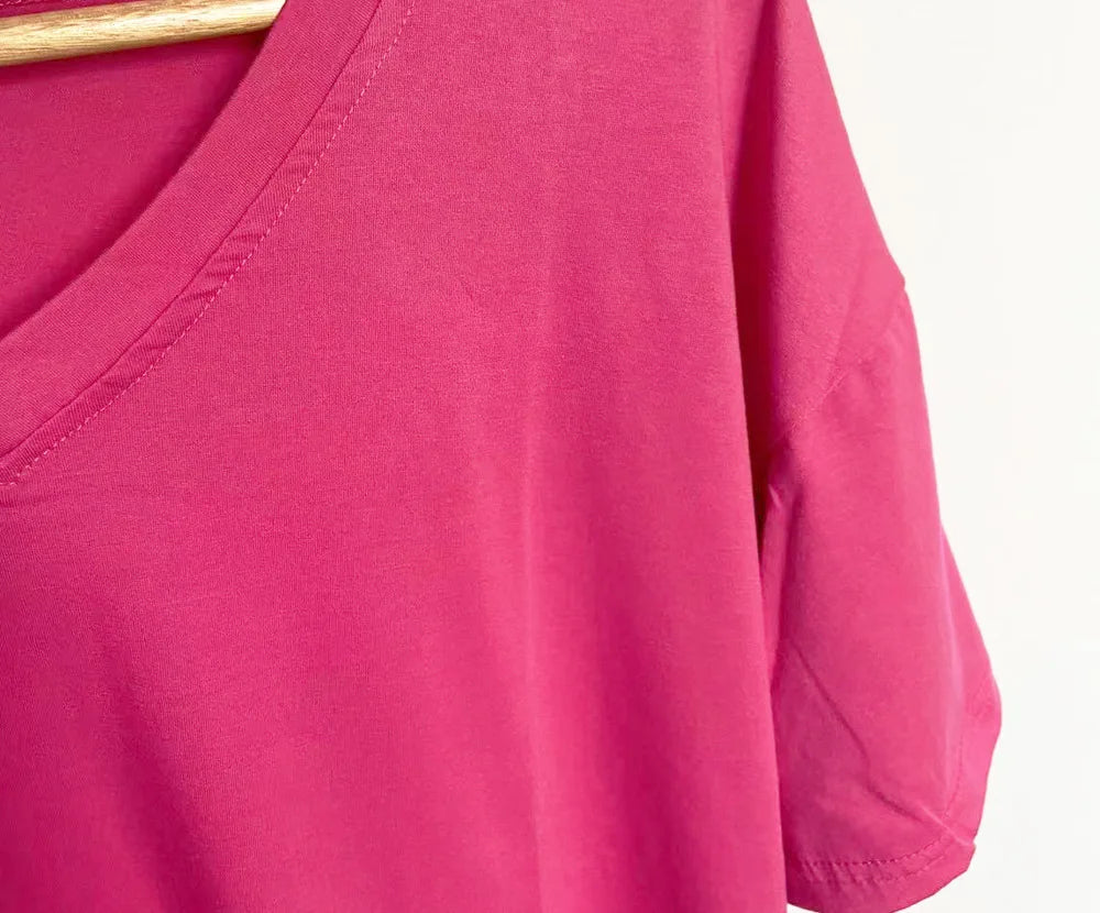 Women's Short Sleeve T Shirt - Cotton Broadcloth Polyester Fabric Top, Loose Fit Tee