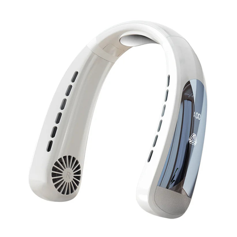 Sports Neck Hanging Cooling Small Fan Portable Neck Hanging Digital Display Strong Wind Silent Bladeless Charging Small Fan