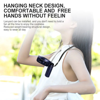 Electric Handheld Fan Portable Mini Fan Foldable Neck Hanging Fans 5 Speed USB Rechargeable Fan With LED Display Screen 1800mAh