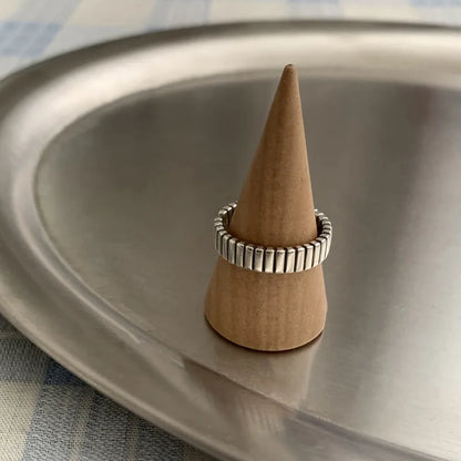 Sterling Silver Rings Adjustable Vintage Hip Hop Couples Silver Bands | Hollow Line Design