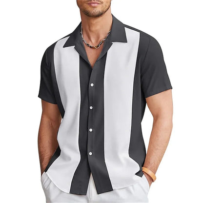 2024 Men's Gradient Striped Shirt Slim Breathable Fashion Short-sleeved High-quality Design Casual Button-down Shirts Male