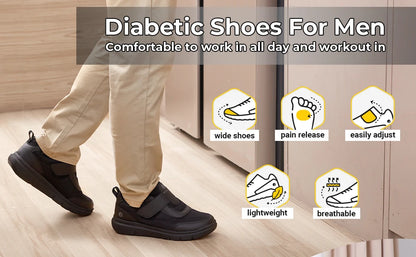 FitVille Men's Extra Wide Width Diabetic Shoes Lightweight Walking Casual Shoes for Swollen Feet Neuropathy Pain Relief