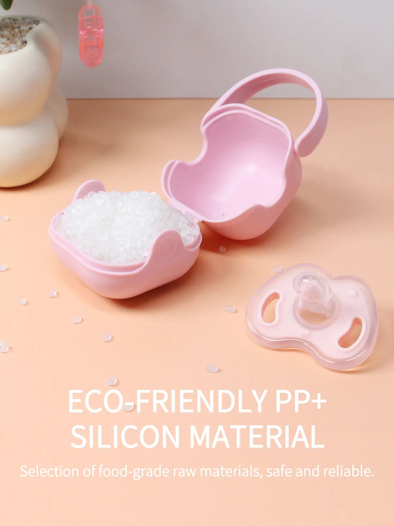 3Pcs Baby Apple Pacifier Set Silicone Soother with Spring pacifier chain and PP storage Box 100% BPA Free Portable Pacifier Set