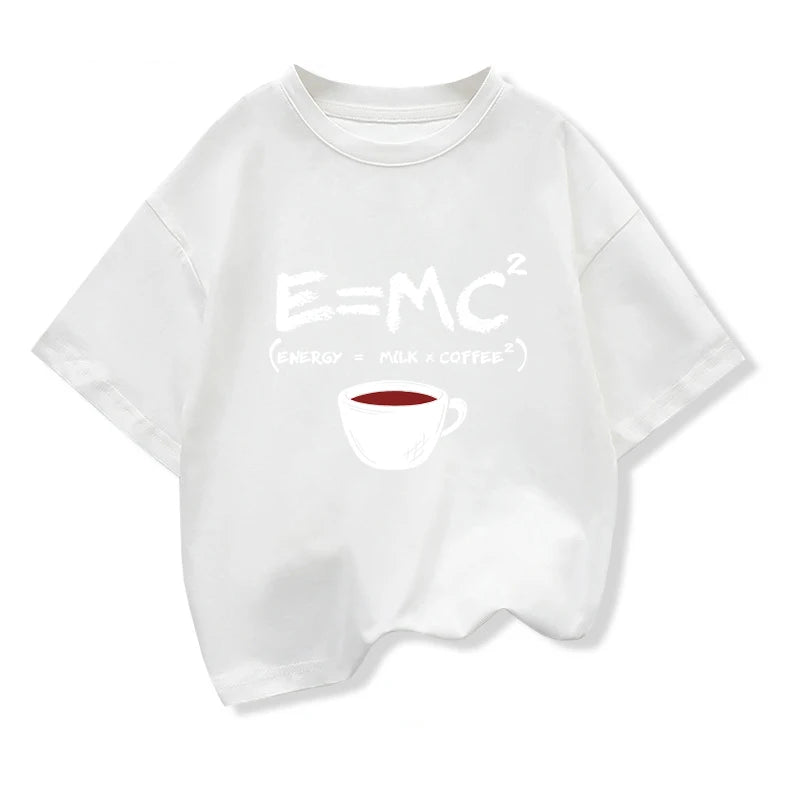 Summer Boys T-shirt Cotton Casual Funny Energy=Milk+Coffee Print Men Cool Loose O-neck Tops For Baby Kids Short Sleeve Male Tees