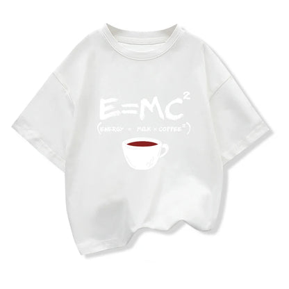 Summer Boys T-shirt Cotton Casual Funny Energy=Milk+Coffee Print Men Cool Loose O-neck Tops For Baby Kids Short Sleeve Male Tees