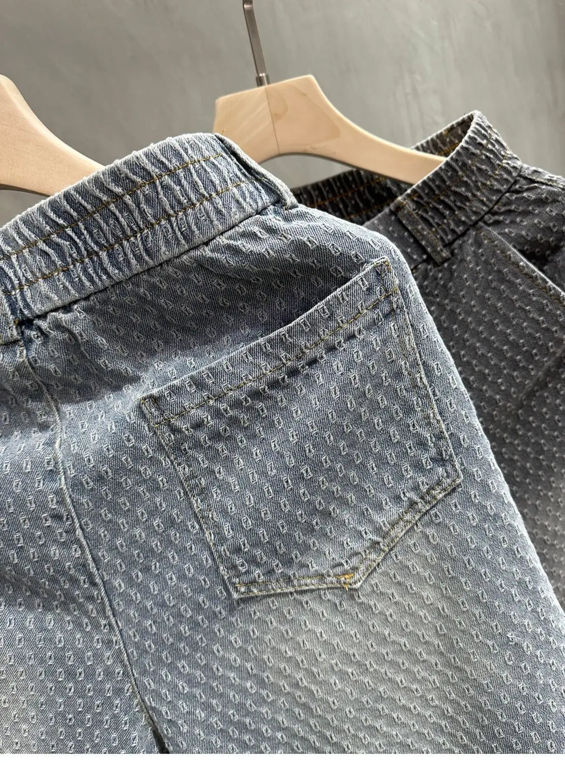 Men's Denim Shorts - Retro Jacquard Washed Casual Summer Five-Minute Pants