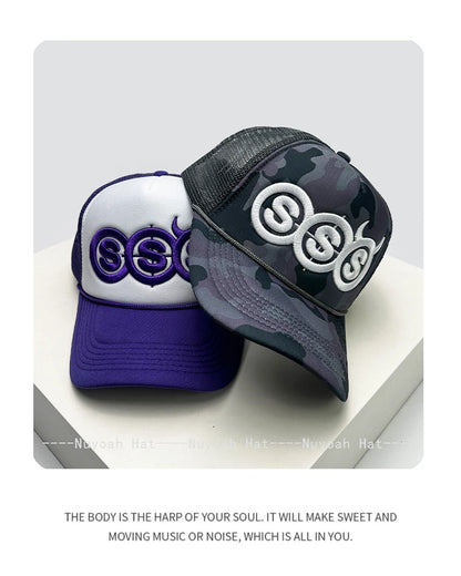 New Unisex Personal Devil Horns Letters Embroidery Baseball Hats Breathable Mesh Sunshade Hip Hop Trucker Caps Versatile Outdoor