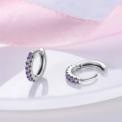 MISEFF Real 925 Sterling Silver Earring Gradual Change Green Blue Colored Zircon Hoop Earrings Engagement Wedding Jewelry Gifts