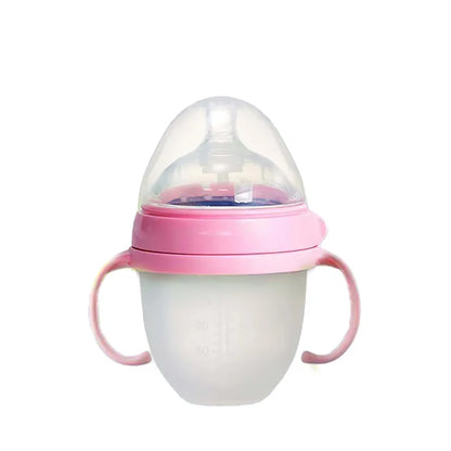 New 0-36 months baby nano-silicone bottle 240ml 150ml with handle Breastmilk-like design Soft milk pulling
