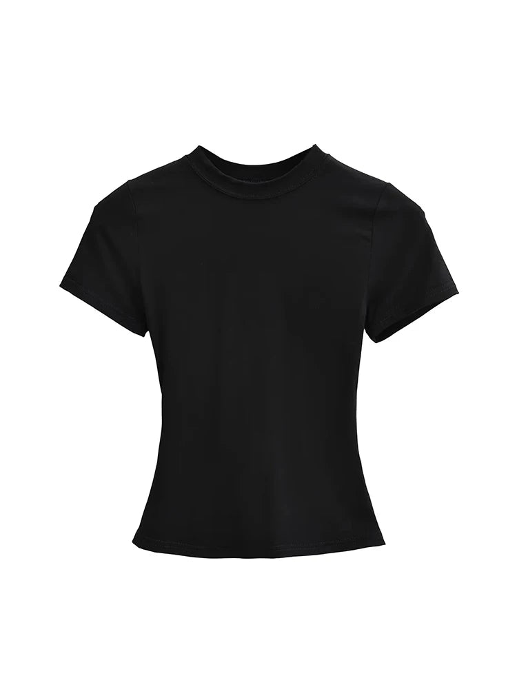 Women's Slim T-Shirt – Casual Solid Y2K Short-Sleeve Top