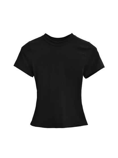 Women's Slim T-Shirt – Casual Solid Y2K Short-Sleeve Top