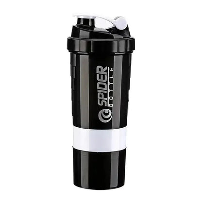 1pc Portable Protein Shaker Cup with Powder Storage Container 500ml Mixer Cup Gym Sport Water Bottles with Wire Whisk Ball