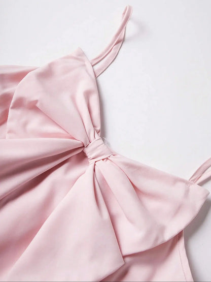 Women's Ruffle Suspender Dress – Three-Layer Bow Strap Dress