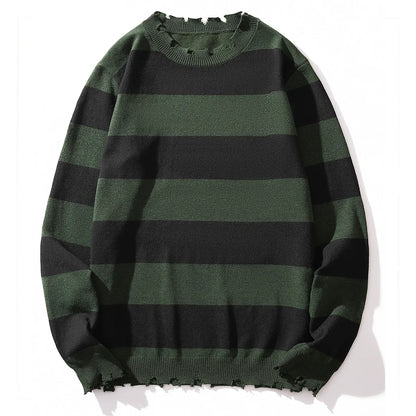 Men's New Autumn and Winter Warm Knitwear, Pullover Striped Knit Sweater