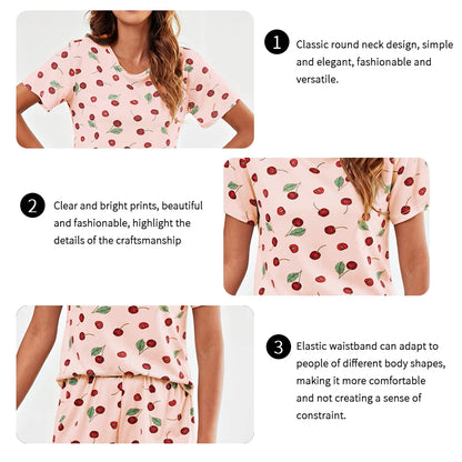 Women's Pajamas Set Spring Autumn New Short Sleeve Trousers Sleepwear Casual Flower Print Pajamas Woman Home Clothes Pyjama Suit