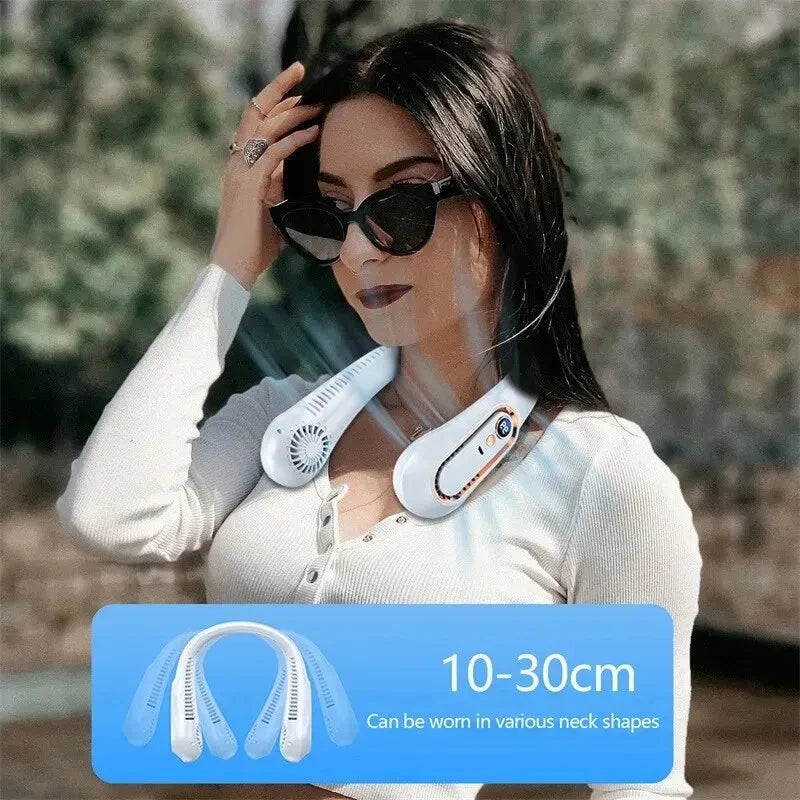 TINSOL New ceiling fan USB rechargeable portable small fan students office sports digital display ceiling fan hanging neck fan
