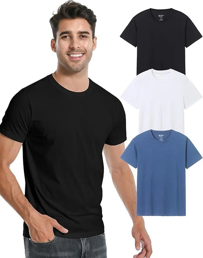 Pioneer Camp Men's T-Shirt Bamboo Viscose Ultra Soft Plain Male Shirts Cooling Crew Neck Casual Basic Tee Shirt Undershirt