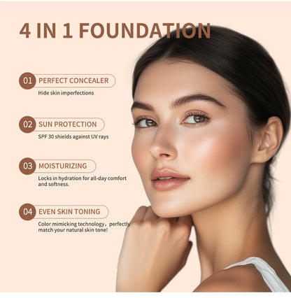 Color Changing Foundation 4 In 1 Moisturizer Longwearing Waterproof Concealer Even Skin Toning Sunscreen Spf 30 Whitening Makeup