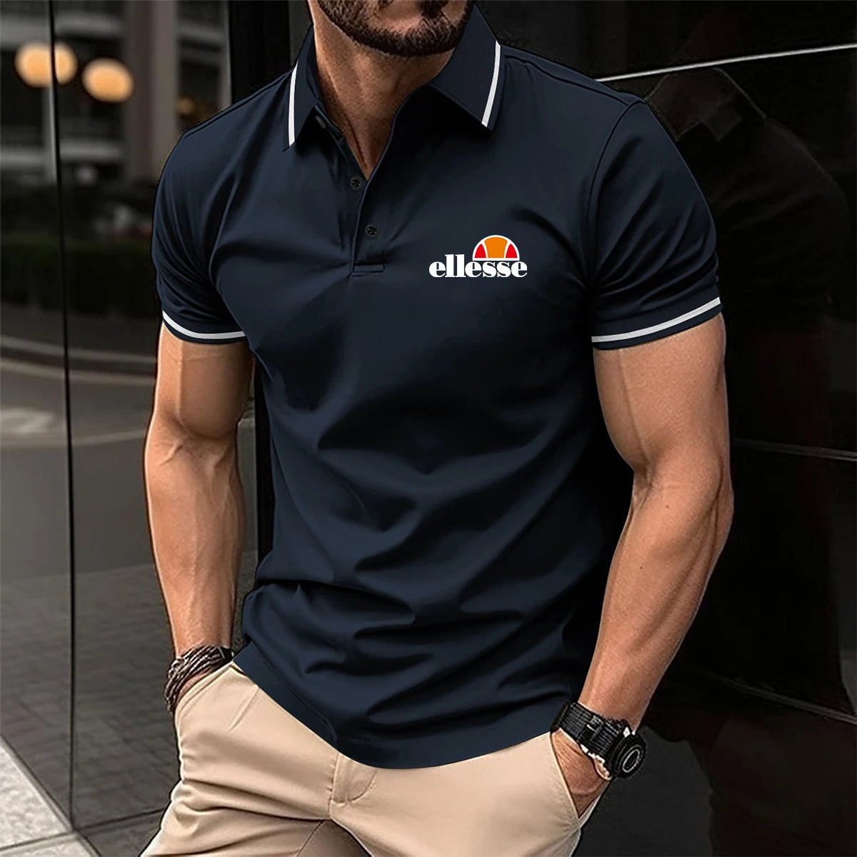 Men's Short-sleeved Polo Shirt Casual 3D Printed Design Stripes Pattern Summer men Polyester Sports Polo Shirt Men's Clothing