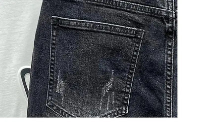Men's Denim Shorts - Casual Summer Knee Length Black Boyfriend Five Pocket Soft Fabric