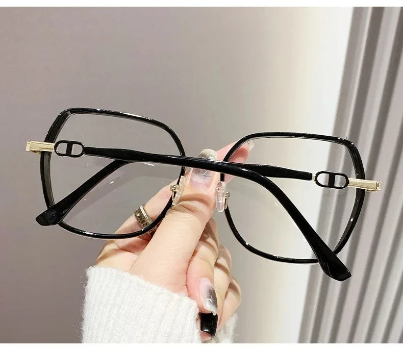 Anti Blue Light Glasses – Oversized Polygonal Frames with Transparent Acrylic Lenses