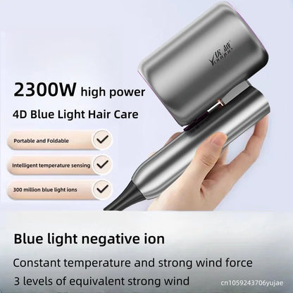 Professional Hair Dryer - Foldable High Power Negative Ion Blu-Ray Electric Blow Dryer